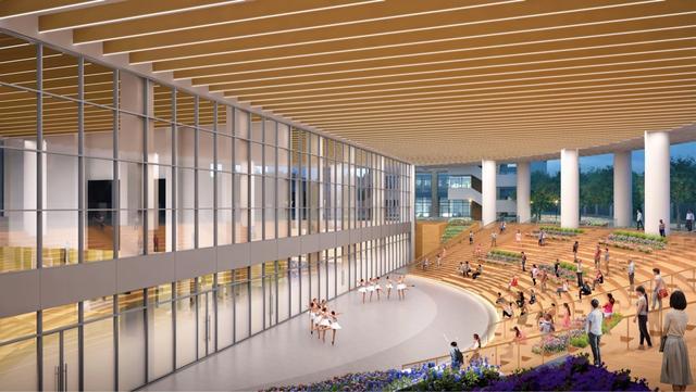 的总建筑面积达到了近10万平方米,建筑单体包括剧场楼,综合教学办公楼
